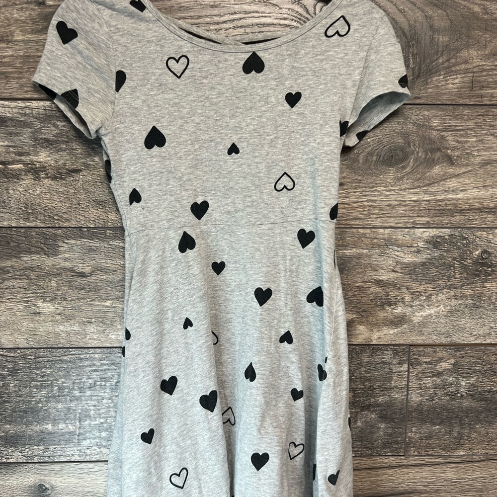 So Brand Gray Heart Print Kids Dress